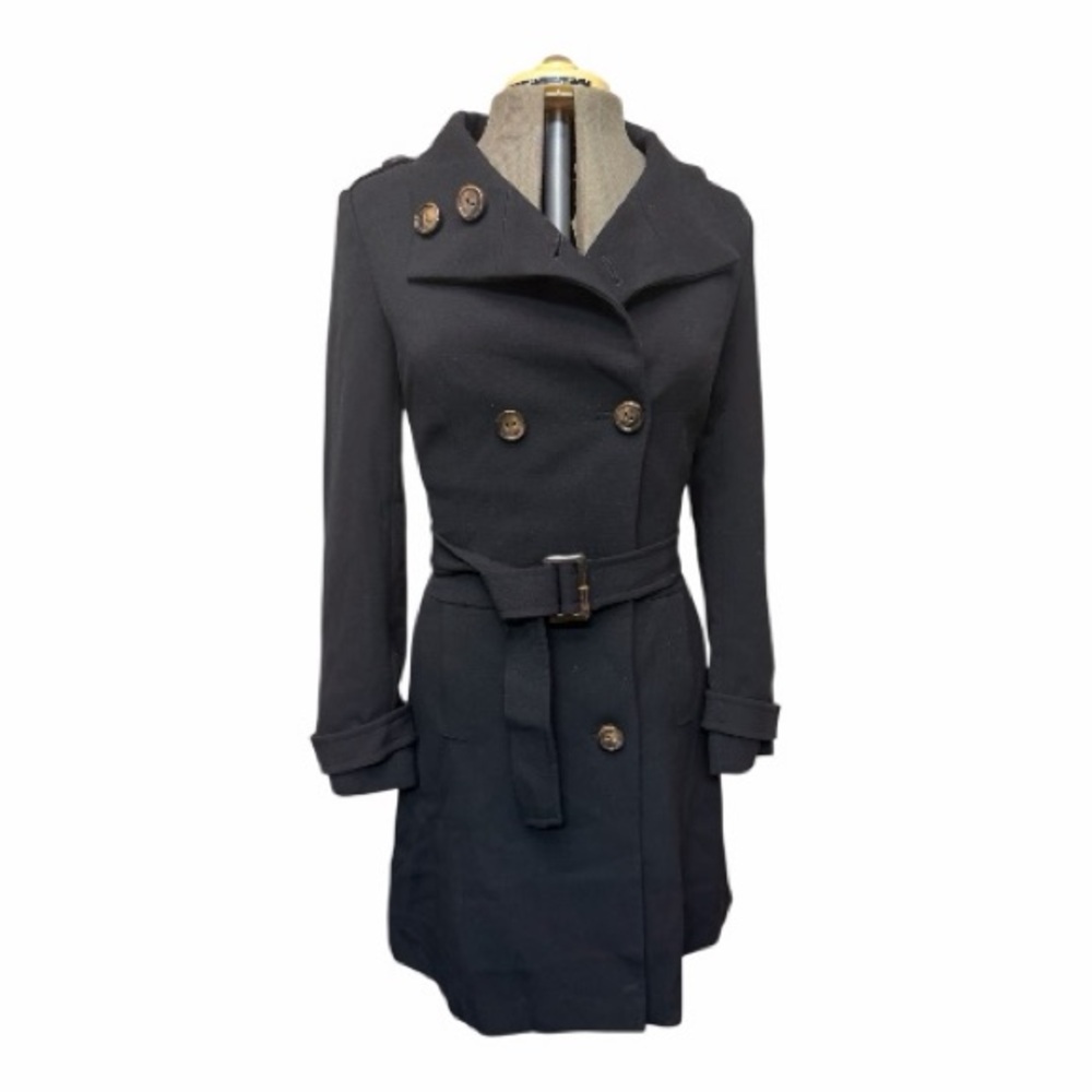 🖤 Next Black Asymmetrical Trench Coat | Size 10 | Belted & Modern